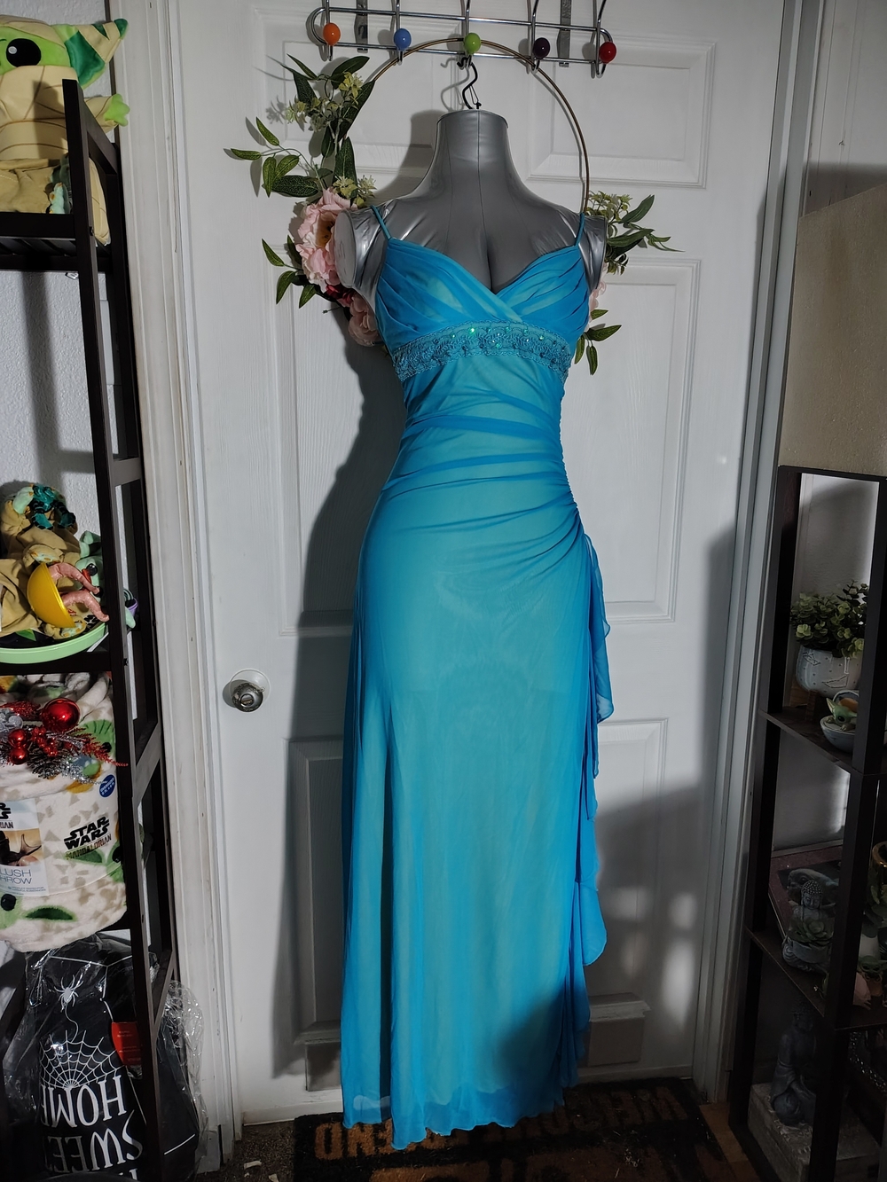 City Triangles Strapless Aqua Blue Evening Gown